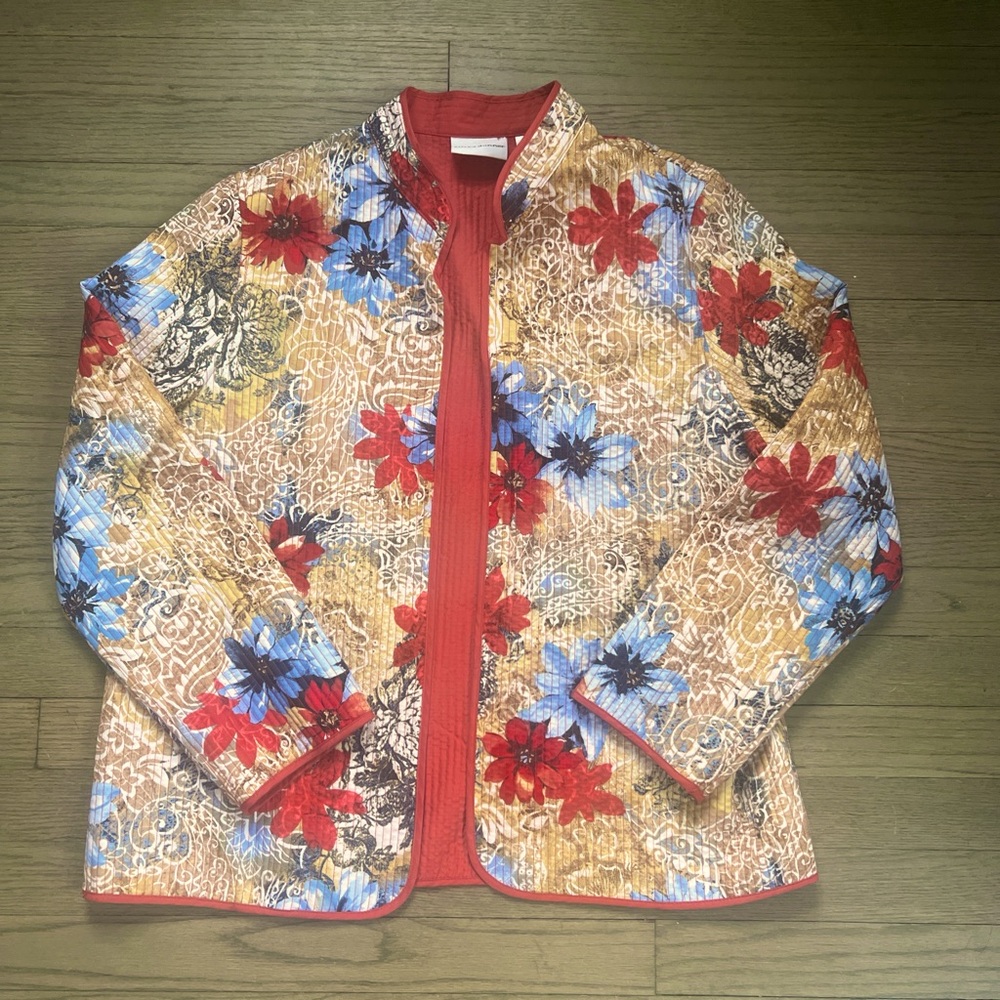 Alfred Dunner Quilted Open Jacket Size 12